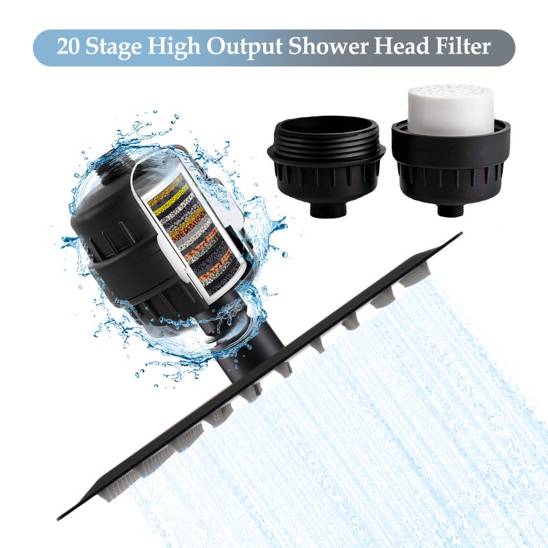 20 Stage Shower Filter 1/2" Standard Connection: Tool-Free Quick Installation - Chlorine & Heavy Metal Reduction Filter Cartridges for Home Overhead Rain Handheld Combo Shower Heads - Image 3