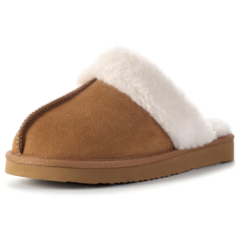 OOW Kids Slippers Girls Boys Fuzzy Memory Foam House Slippers Winter Warm Plush Lined Home Shoes Soft Bedroom Indoor Outdoor Chestnut Size 3 - Image 1
