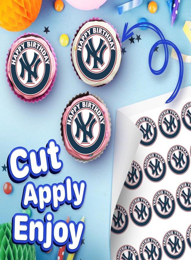 NATURAL BEHAVIOUR 30 x Edible Cupcake Toppers – New York's Baseball Themed Collection of Edible Cake Decorations | Uncut Edible on Wafer Sheet - Image 2