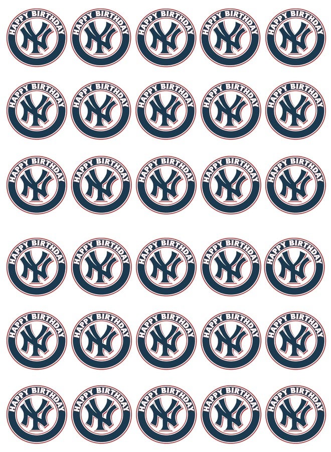 NATURAL BEHAVIOUR 30 x Edible Cupcake Toppers – New York's Baseball Themed Collection of Edible Cake Decorations | Uncut Edible on Wafer Sheet - Image 1