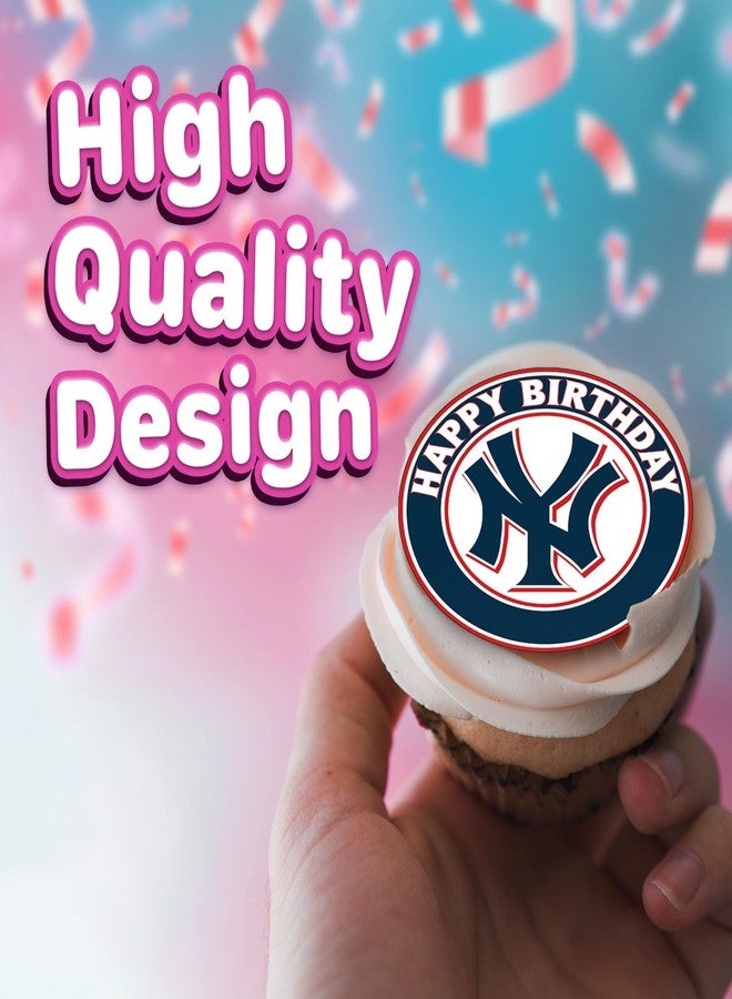 NATURAL BEHAVIOUR 30 x Edible Cupcake Toppers – New York's Baseball Themed Collection of Edible Cake Decorations | Uncut Edible on Wafer Sheet - Image 3