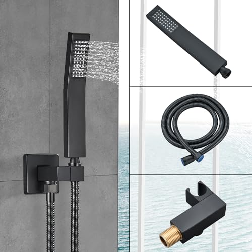 Ackwave Shower Faucet Matte Black Shower System with 12 Inches Rain Shower Head and Handheld Spray Bathroom Luxury Rain Shower Faucet Set Complete Wall Mounted - Image 5