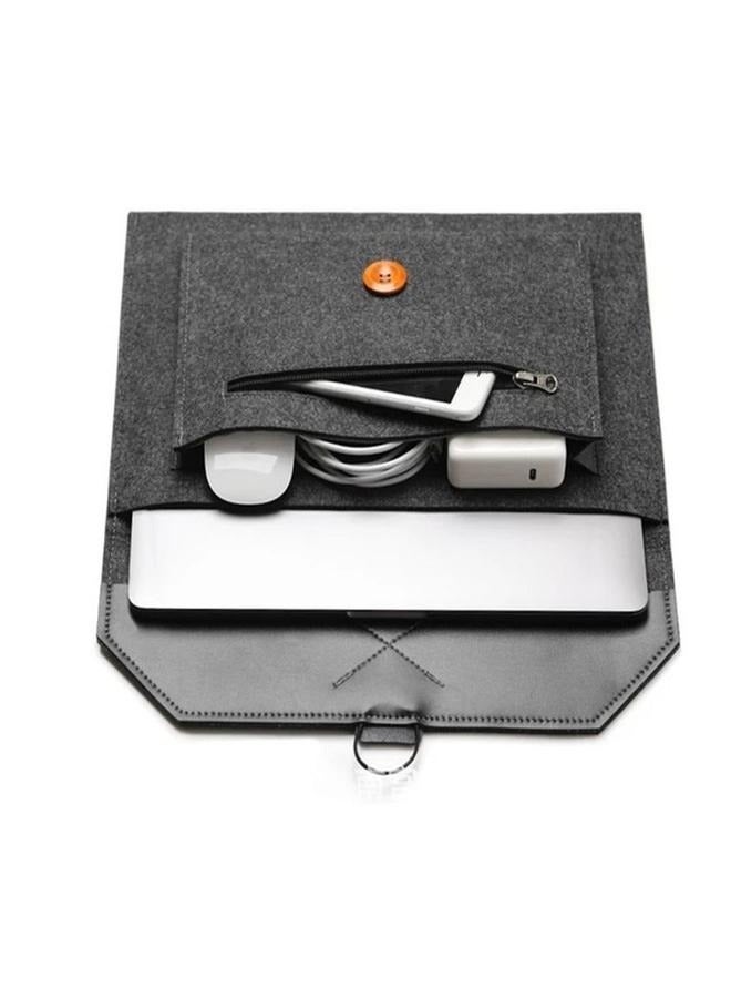 15-Inch Laptop Bag For Macbook Dark Grey，Felt Laptop Tablet Sleeve Case Bag with Zip Pocket Handbag Notebook - Image 2