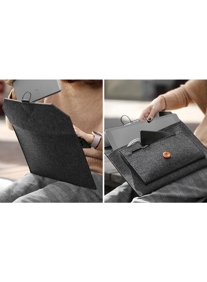 15-Inch Laptop Bag For Macbook Dark Grey，Felt Laptop Tablet Sleeve Case Bag with Zip Pocket Handbag Notebook - Image 3