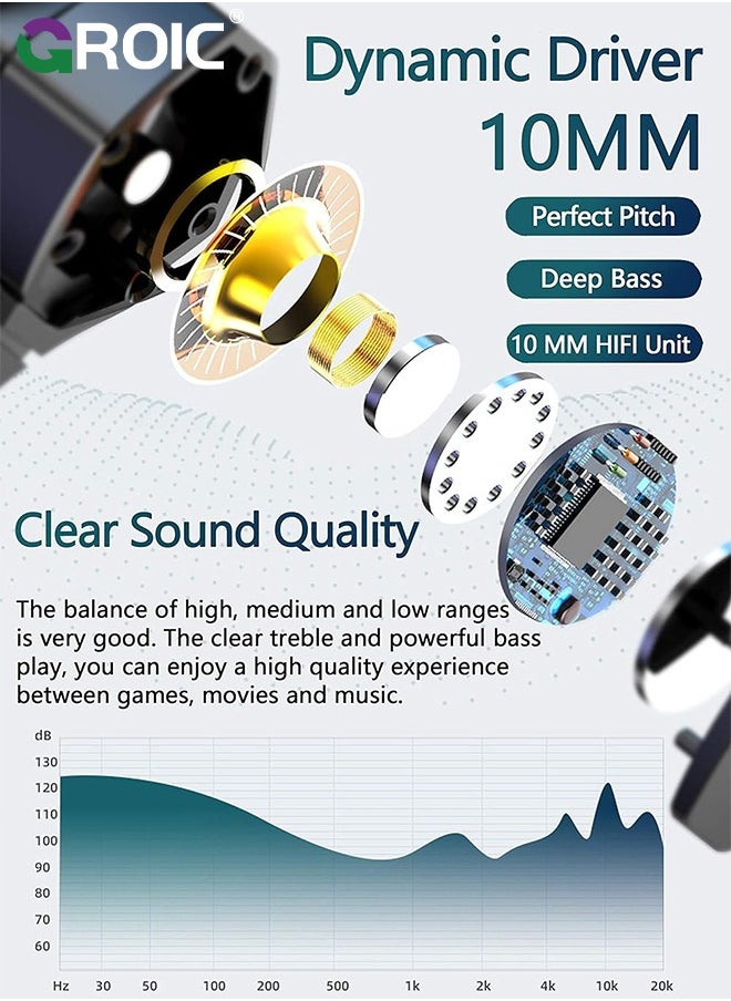 GROIC - Wired Headset Wired Gaming Headphones, Wireless Headset for Computer, Gym Workout Earbuds, Computer Gaming Earphone Exercise Headphones in Ear Wired Earbuds Laptop Fitness - Image 1