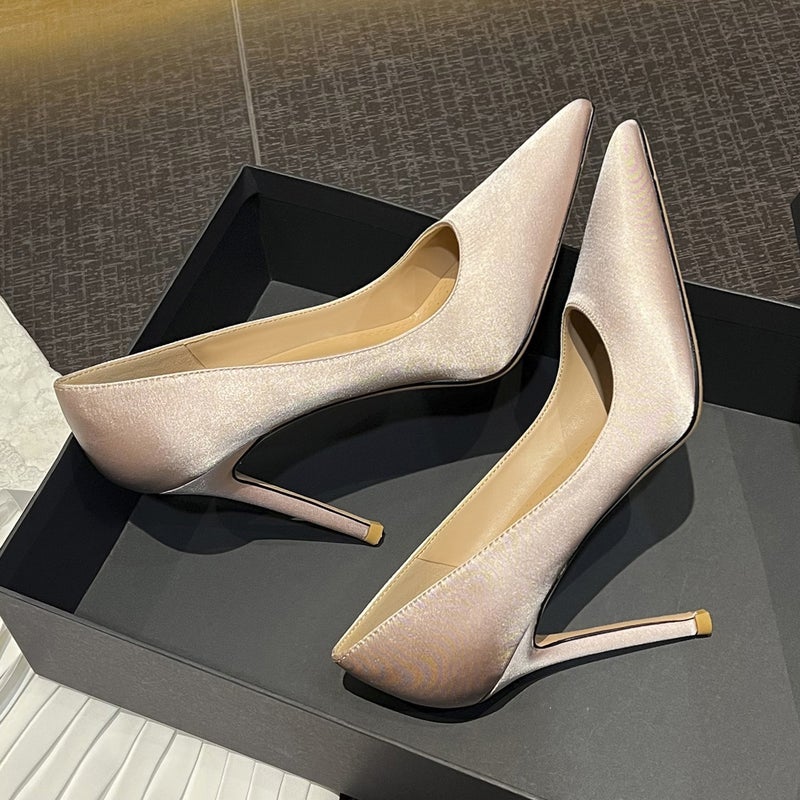 Black Satin High Heels for Women - Comfortable, Elegant & Professional - Image 1