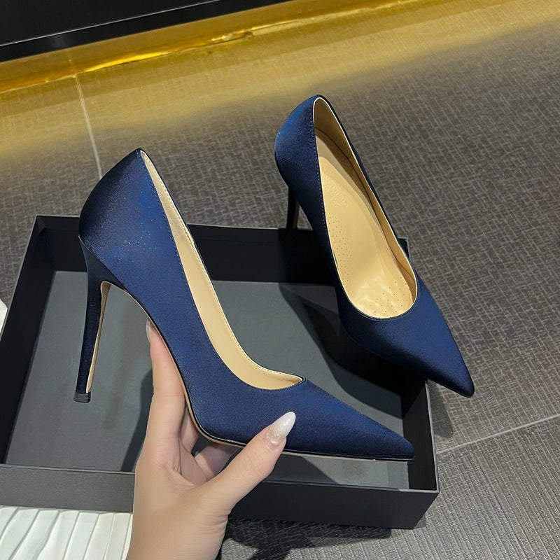 Black Satin High Heels for Women - Comfortable, Elegant & Professional - Image 2