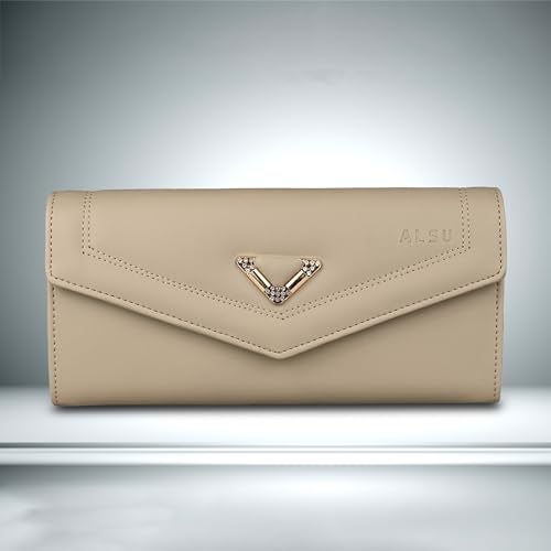 ALSU Women's Hand Wallet Purse Clutch | Phone Pocket | Coin Pocket | 4 Card Slots (Beige) - Image 2