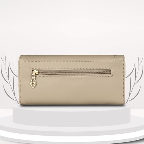 ALSU Women's Hand Wallet Purse Clutch | Phone Pocket | Coin Pocket | 4 Card Slots (Beige) - Image 3