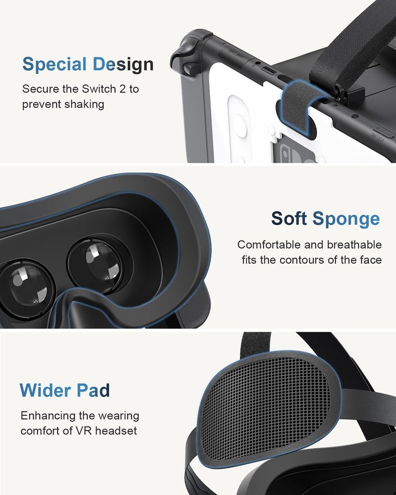 STARTRC GAMES VR Headset Compatible with Nintendo Switch 2 (2025), Switch 2 Virtual Reality VR Glasses with Adjustable HD Lenses and Comfortable Head Strap, Labo VR Kit for Switch 2 Accessories, Black&White - Image 3
