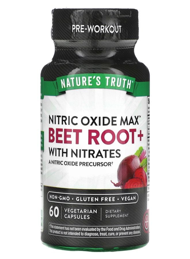 Nature's Truth جذر الشمندر أكسيد النيتريك + مع النترات 60 كبسولة نباتية