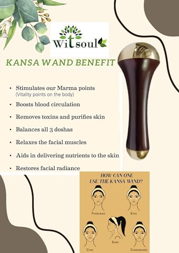 WITSOUL أداة تدليك الوجه والعين WITSOUL مزدوجة الرأس من كانسا / 2 في 1 مدلك بسيط / حجمين مختلفين من أكواب كانسا مع مقبض من خشب الساج (لون بني داكن) (مجموعة من 1) - Image 4