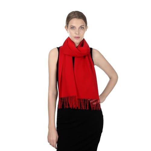TZ Promise Plain Solid Color Cashmere Feel Classic Soft Luxurious Winter Scarf For Men Women (Red) - Image 3