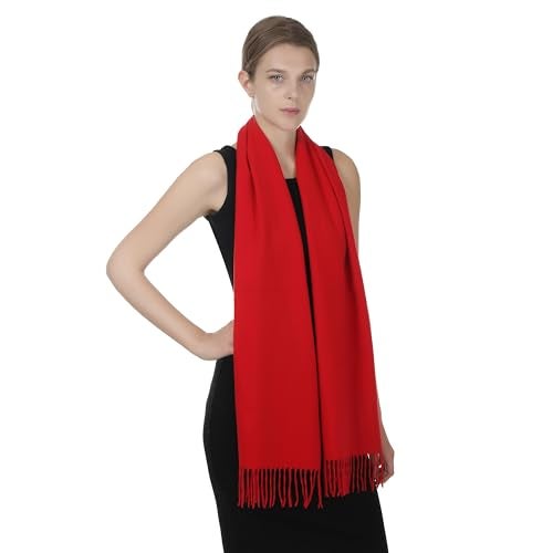 TZ Promise Plain Solid Color Cashmere Feel Classic Soft Luxurious Winter Scarf For Men Women (Red) - Image 2
