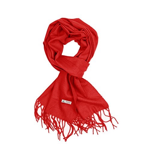 TZ Promise Plain Solid Color Cashmere Feel Classic Soft Luxurious Winter Scarf For Men Women (Red) - Image 5