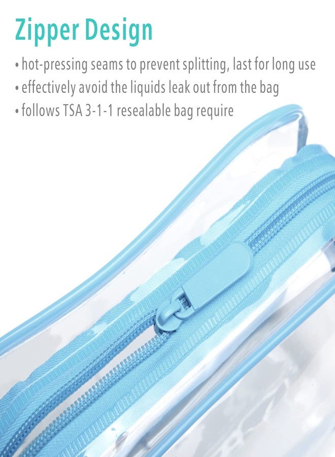 F-color TSA Approved Toiletry Bag 3 Pack Clear Toiletry Bags - Clear Makeup for Women, Quart Size Travel Bag, Carry on Airport Airline Compliant Bag, Macaron Blue Pink Purple(for age 12 or above) - Image 4
