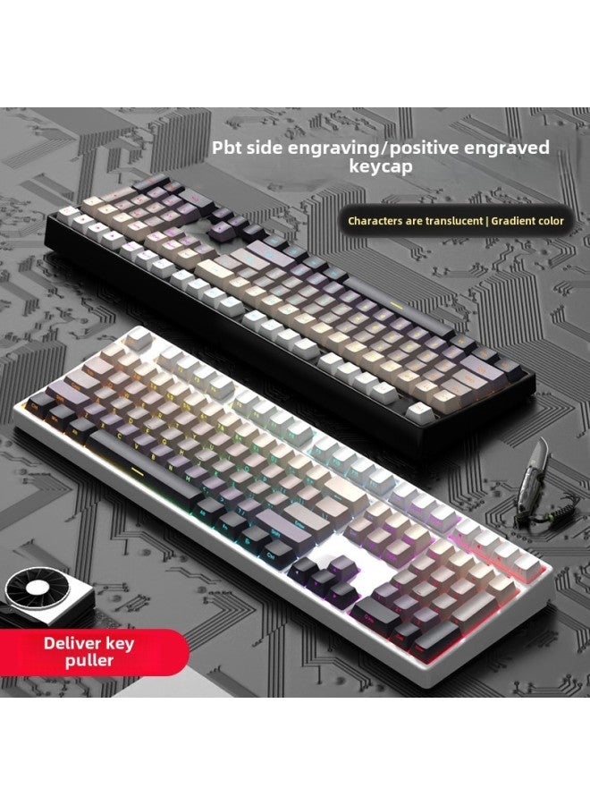 PBT Original Gradient Mechanical Keyboard Key Cap Personality Engraved Side Engraved Light Transmission Five-sided Sublimation Complete Set-Color:Gradient Light Pink Side Engraved Translucent Small Complete Set (all Compatible With Various Keys) - Image 2