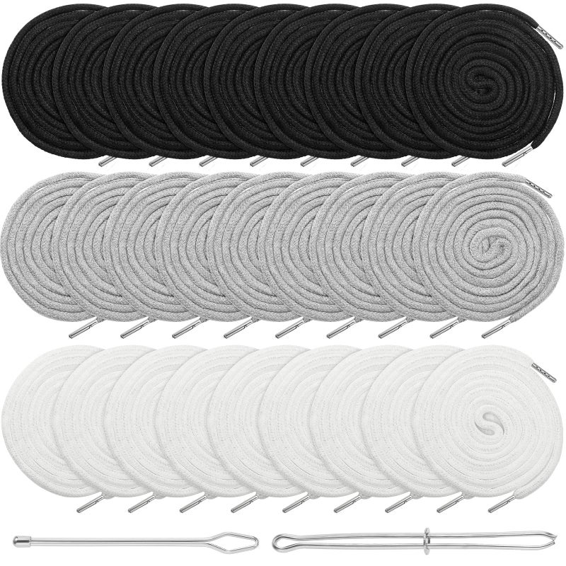 Roowest 30 Pcs Replacement Drawstring Cords 66 Inches XL Drawstring Hoodie String Replacement Clothing with 2 Pcs Flexible Easy Threaders for Sweatpants Hoodies Pants Jackets Coats
