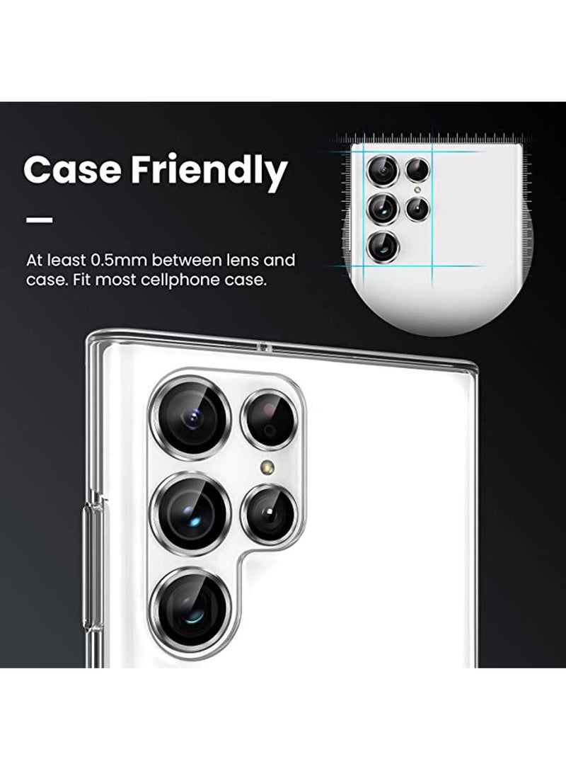 Camera Lens Protector for Samsung Galaxy S22 Ultra Scratch Proof Drop Proof Alloy Phone Camera Cover Protection for 6.8 in Accessories Silver