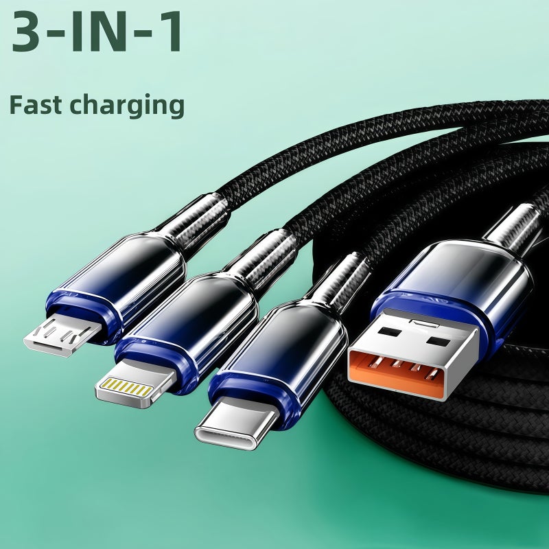 3in1 USB Cable 120cm Fast Charging Data Cord for iPhone Samsung Xiaomi Huawei Android - Image 4