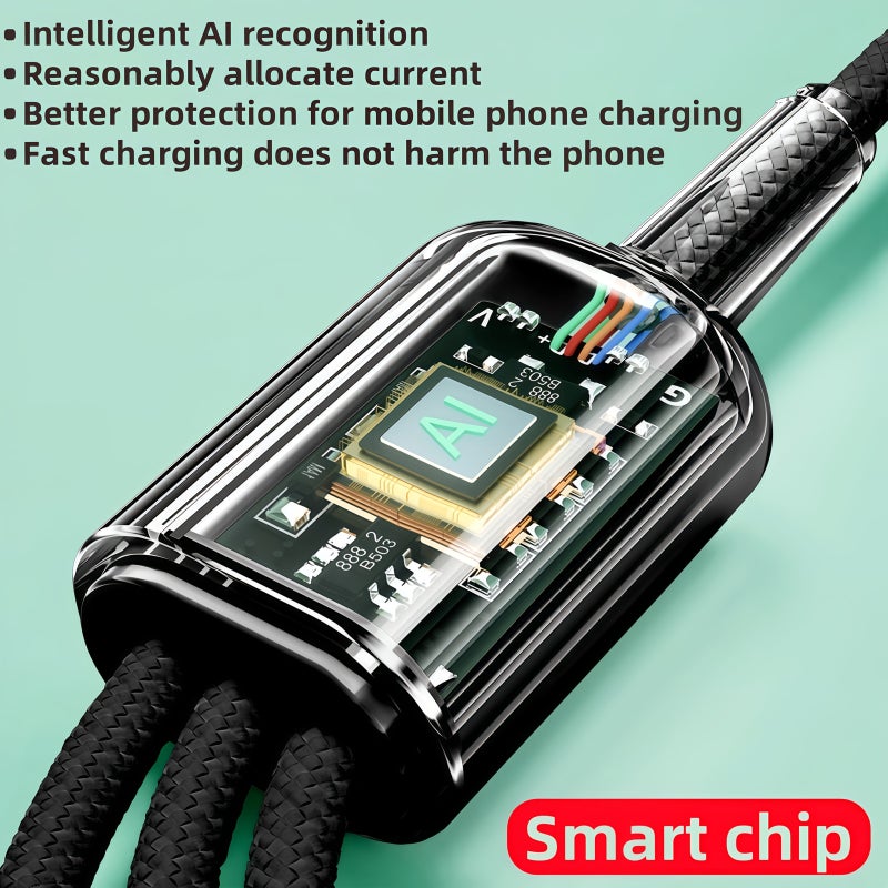 3in1 USB Cable 120cm Fast Charging Data Cord for iPhone Samsung Xiaomi Huawei Android - Image 5