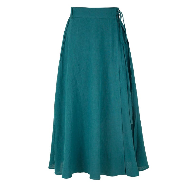 Rainday Women's Linen Wrap Skirt Casual Maxi Skirt Vintage A line Linen Skirt(Z2973XGN,S) - Image 3