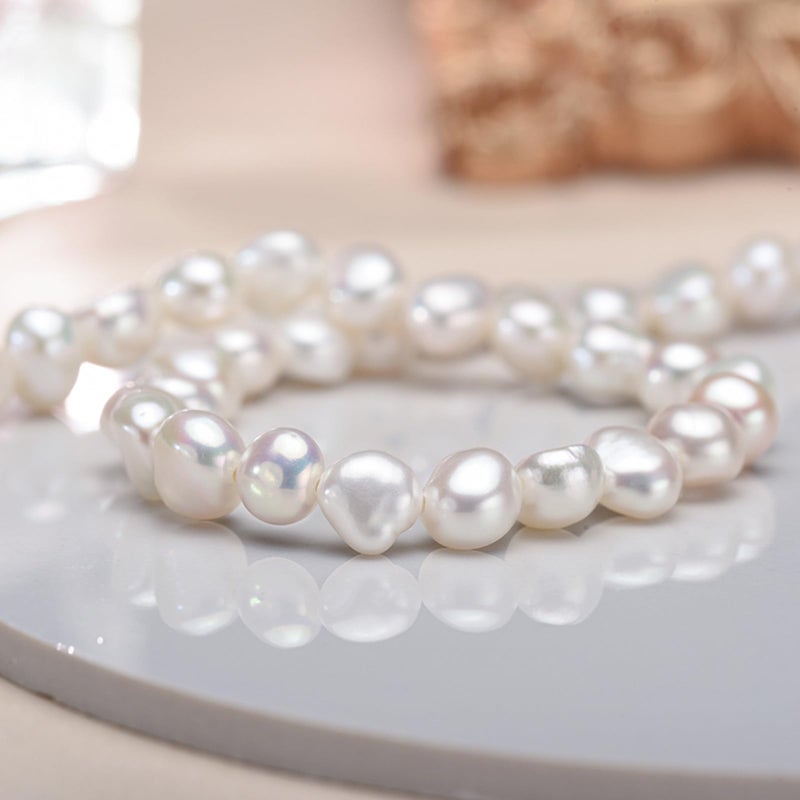 HENGSHENG Natural Pearls Choker Necklace for Women Freshwater Baroque Pearl Strand Necklace Chain Cultured Baroque Pearl 925 Sterling Silver Clasp Choker(White, 5-6mm, Silver Clasp) - Image 5