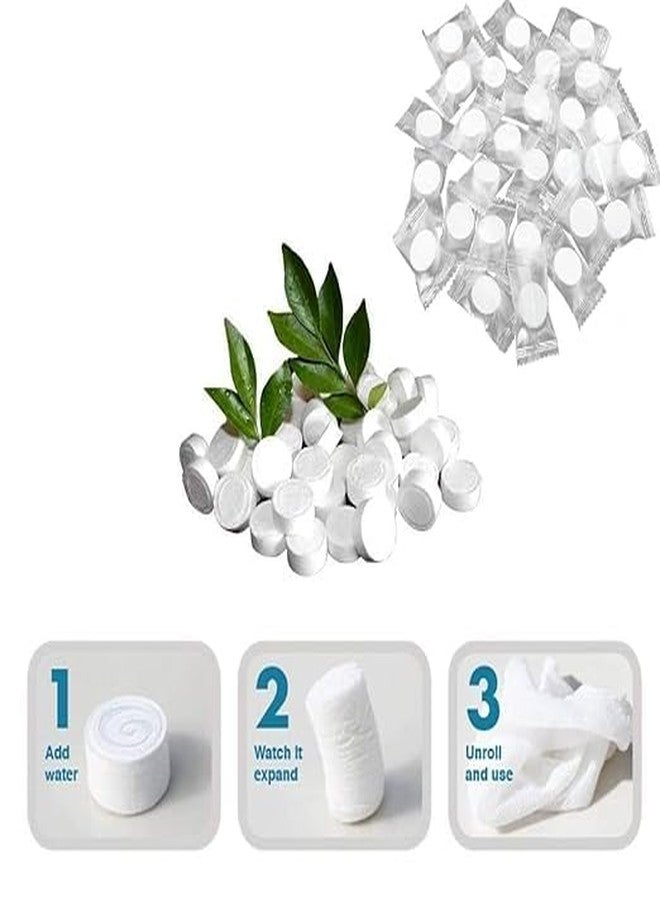 VAKRA® Compressed Towel Tablets With 100% Cotton Coin Tissue Wipes | Biodegradable & Reusable Travel Towels With Magic Expandable Napkins for Face, Baby, Camping (50 Pcs) - Image 1