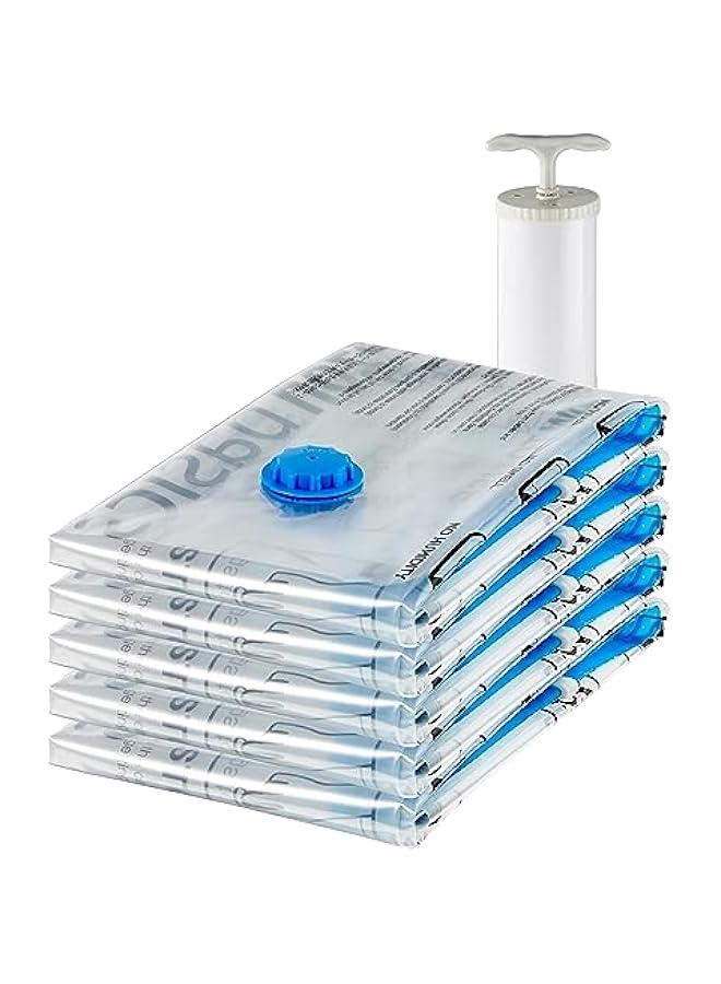 Generic Vacuum Compression Space Saving Storage Bags with Hand Pump, Large, Pack of 5, Clear  - Image 1