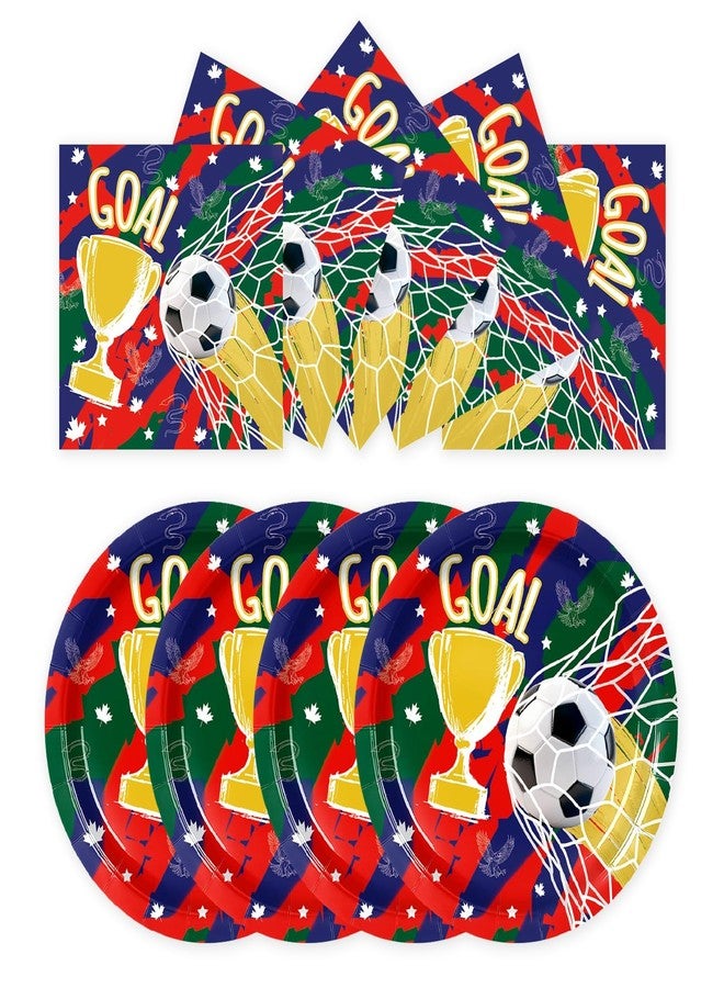 LYFREE 40Pcs Soccer Paper Plates and Napkins Party Supplies Soccer Birthday Party Decorations Disposable Dessert Plates and Napkins Tableware Set for Sports Theme Viewing Parties Table Decor - Image 1