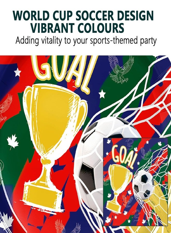 LYFREE 40Pcs Soccer Paper Plates and Napkins Party Supplies Soccer Birthday Party Decorations Disposable Dessert Plates and Napkins Tableware Set for Sports Theme Viewing Parties Table Decor - Image 3