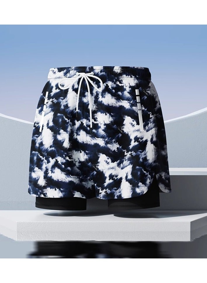 KUYING New High Waisted Flat Angle Swimming Trunks