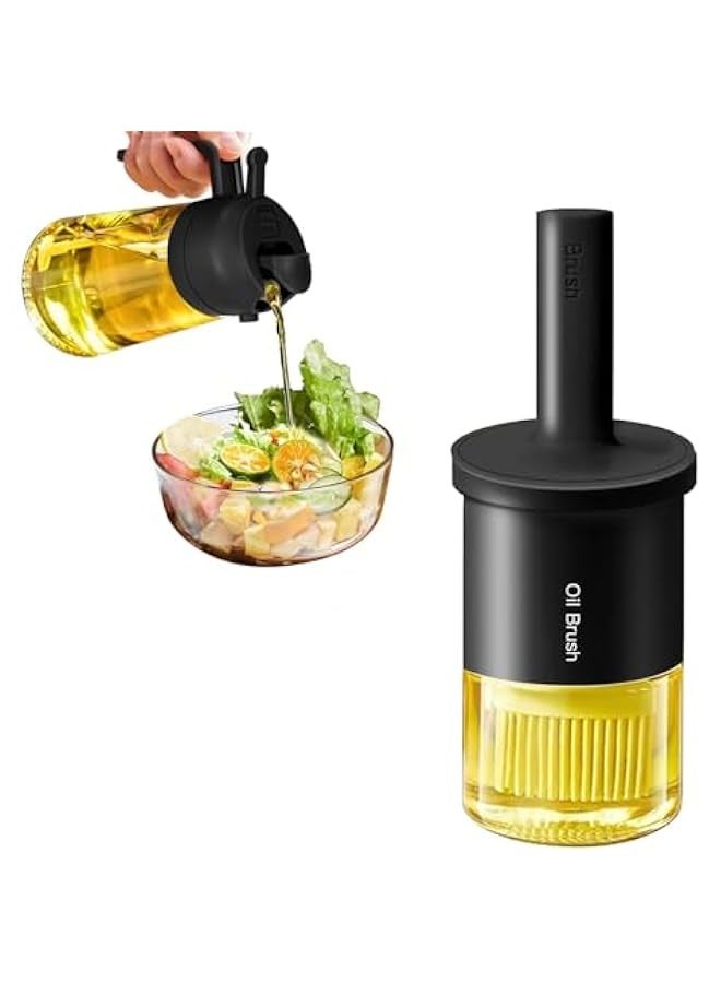500ml /17oz Oil Sprayer for Cooking (Orange) and 300ml/10oz Oil Dispenser Bottle with Brush(Black) - Image 1