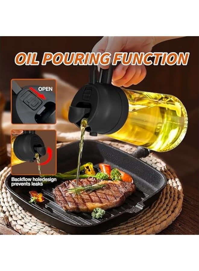 500ml /17oz Oil Sprayer for Cooking (Orange) and 300ml/10oz Oil Dispenser Bottle with Brush(Black) - Image 5