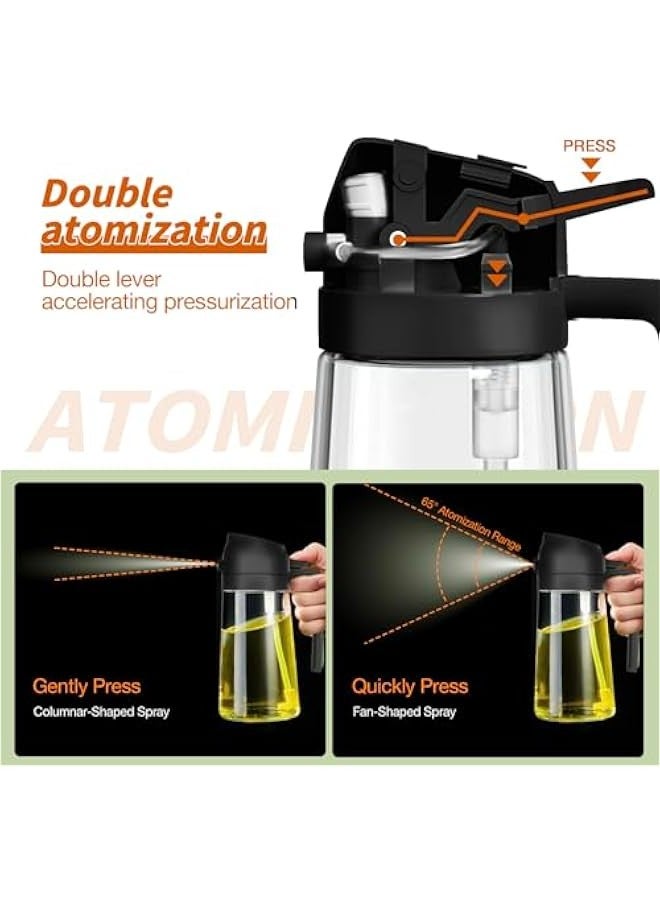 500ml /17oz Oil Sprayer for Cooking (Orange) and 300ml/10oz Oil Dispenser Bottle with Brush(Black) - Image 2