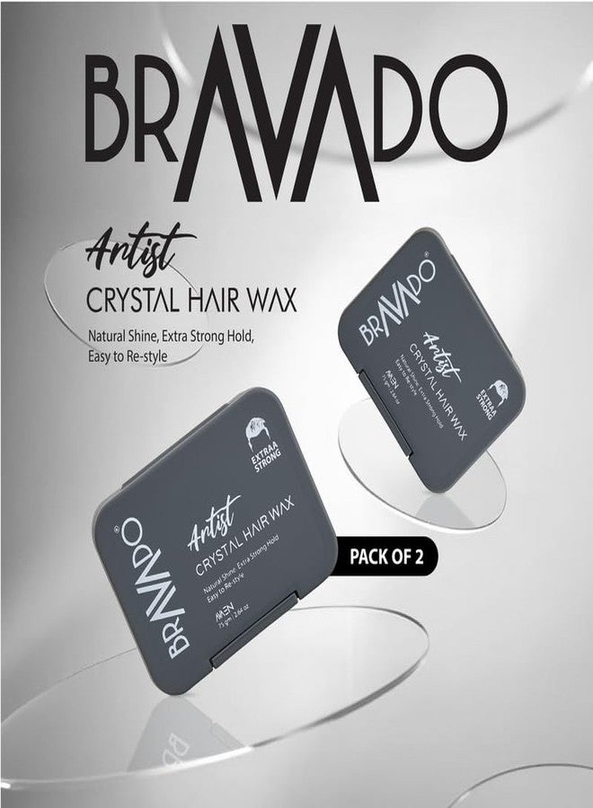 برافادو شمع تصفيف الشعر برافادو إكسترا سترونج للرجال 75 غرام (عبوتان) | تثبيت فائق القوة، لمسة نهائية غير لامعة | شمع تصفيف يدوم طويلاً | غير دهني، مقاوم للتعرق - Image 2