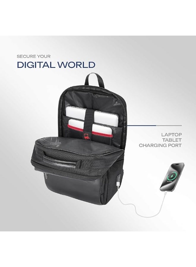 Safari SELECT 16L WHISK Formal Backpack, 17 Inch Laptop Pocket, Premium Fabric, Dedicated Tech Compartment, Water Resistant, USB Charging, Laptop & Tablet Bag, Backpack for Men & Women, Black - Image 2