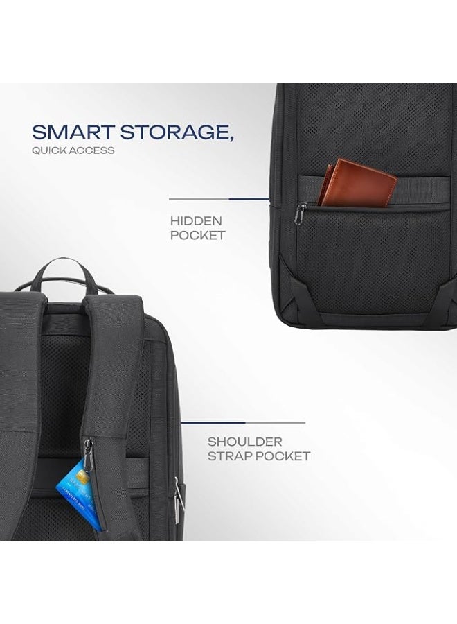 Safari SELECT 16L WHISK Formal Backpack, 17 Inch Laptop Pocket, Premium Fabric, Dedicated Tech Compartment, Water Resistant, USB Charging, Laptop & Tablet Bag, Backpack for Men & Women, Black - Image 4