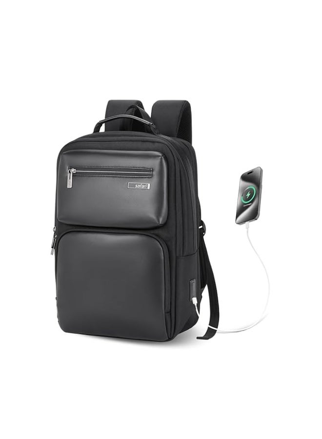 Safari SELECT 16L WHISK Formal Backpack, 17 Inch Laptop Pocket, Premium Fabric, Dedicated Tech Compartment, Water Resistant, USB Charging, Laptop & Tablet Bag, Backpack for Men & Women, Black - Image 1