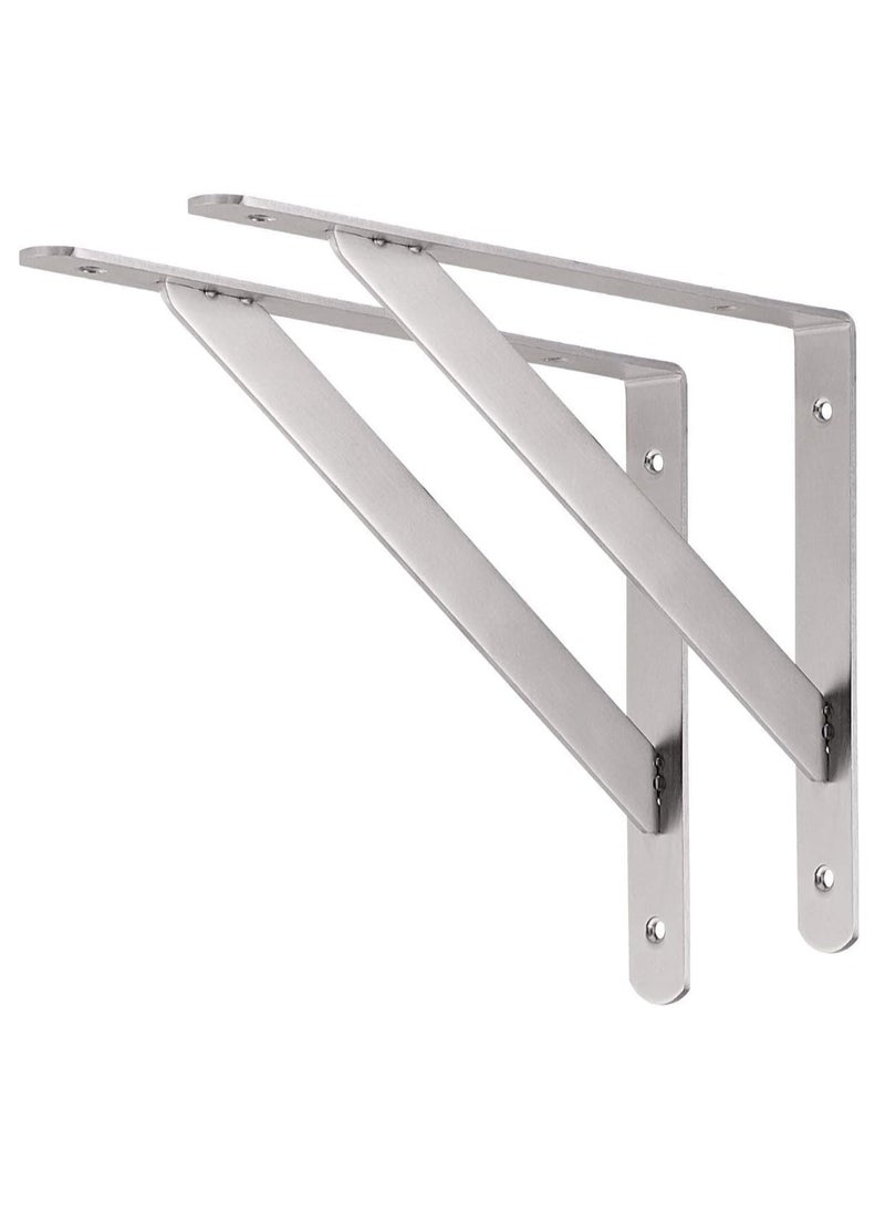 Rubik Shelf Brackets 8 inch - 2pcs Stainless Steel Right Angle Wall Bracket with Detachable Supporting Insert, Corner Support L Brace Joint for Table Bench, Space Saving DIY  - Image 1