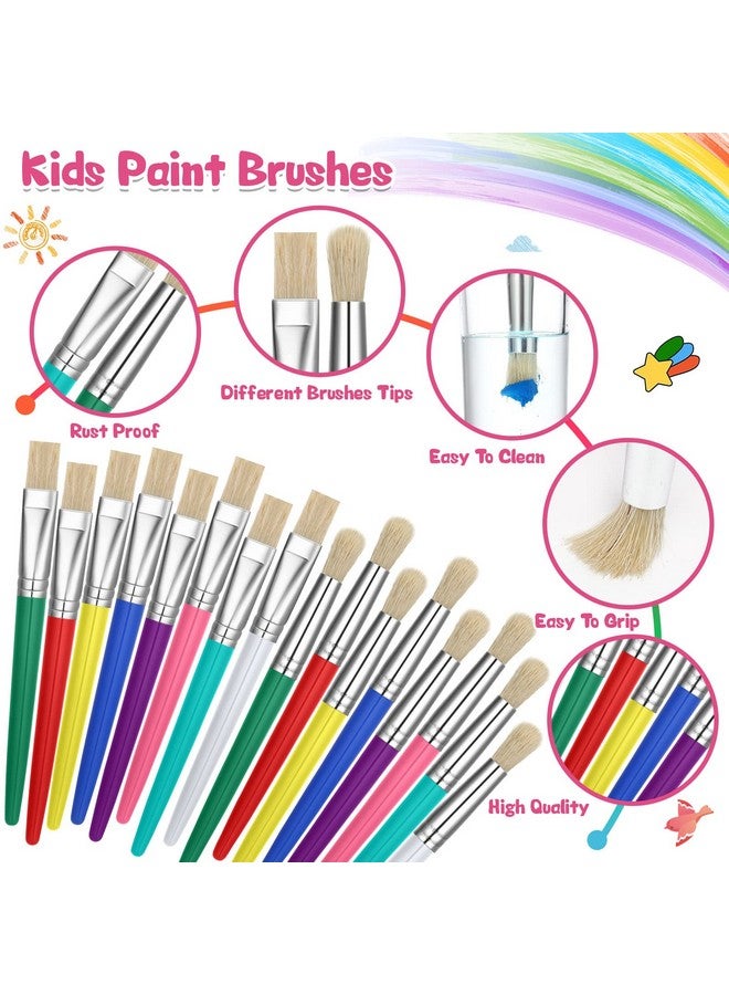 Sherr 64 Pcs Paint Brushes For Kids Kids Toddler Paint Brushes Sets Art Supplies Large Chubby Round And Flat Paint Brush For School Washable Paint Acrylic Oil Paint - Image 3