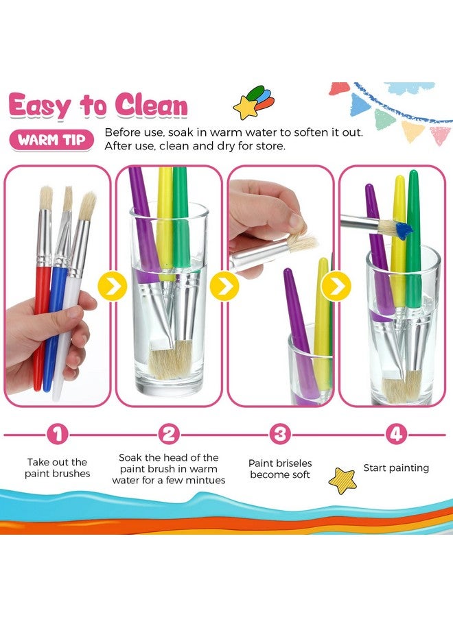 Sherr 64 Pcs Paint Brushes For Kids Kids Toddler Paint Brushes Sets Art Supplies Large Chubby Round And Flat Paint Brush For School Washable Paint Acrylic Oil Paint - Image 4