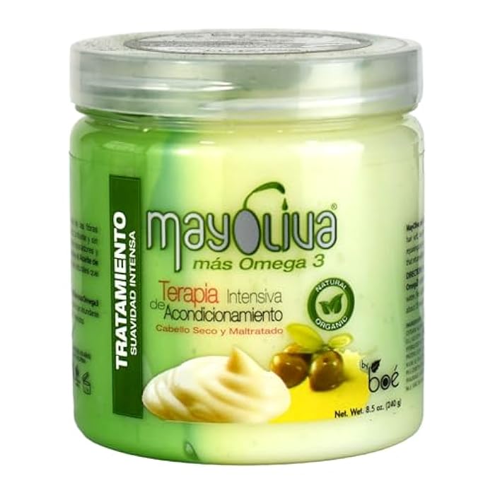 Mayoliva Plus Omega 3 Intense Softness Hair Treatment - Deep Conditioning Therapy for Dry and Damaged Hair - With Mayonnaise, Olive Oil, and Omega 3 - Restores Moisture and Shine - 8.5 oz - Image 1