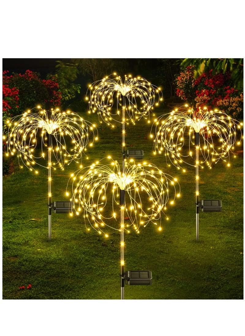 Generic Solar Garden Lights 4 Pack Upgraded 120 LED Solar Fireworks Lights Outdoor with 2 Modes IP65 Waterproof Landscape Solar Lights for Outside Garden Yard Decorative (Warm White)  - Image 1