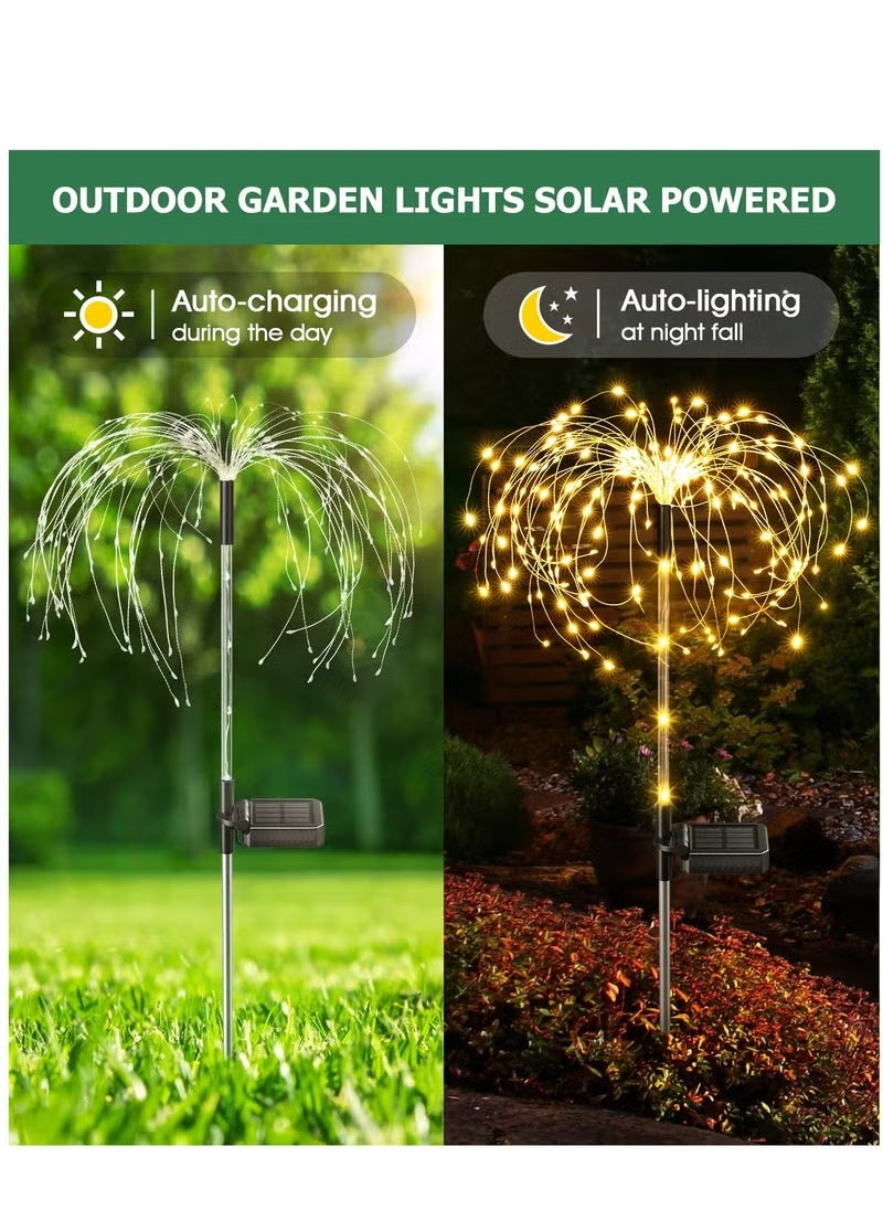 Generic Solar Garden Lights 4 Pack Upgraded 120 LED Solar Fireworks Lights Outdoor with 2 Modes IP65 Waterproof Landscape Solar Lights for Outside Garden Yard Decorative (Warm White)  - Image 2