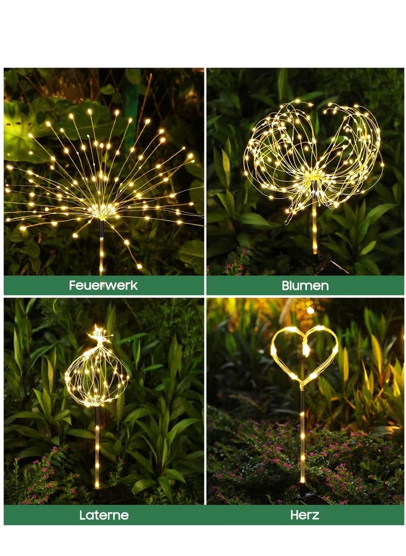 Generic Solar Garden Lights 4 Pack Upgraded 120 LED Solar Fireworks Lights Outdoor with 2 Modes IP65 Waterproof Landscape Solar Lights for Outside Garden Yard Decorative (Warm White)  - Image 5