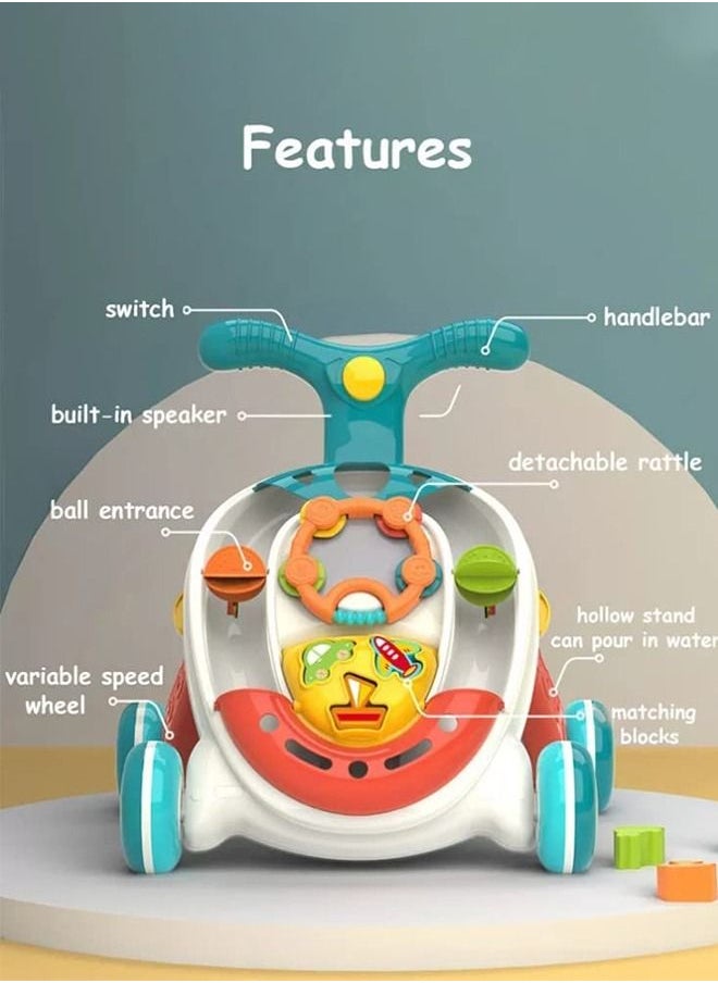 BAYBEE 2 in 1 Baby Activity Walker for Kids Baby Push Walker for Baby with Adjustable Handle Height Light Balls Shapes Detachable Rattles Activity Kids Walker for Baby Boys Girls 6 to 24 Months  - Image 2