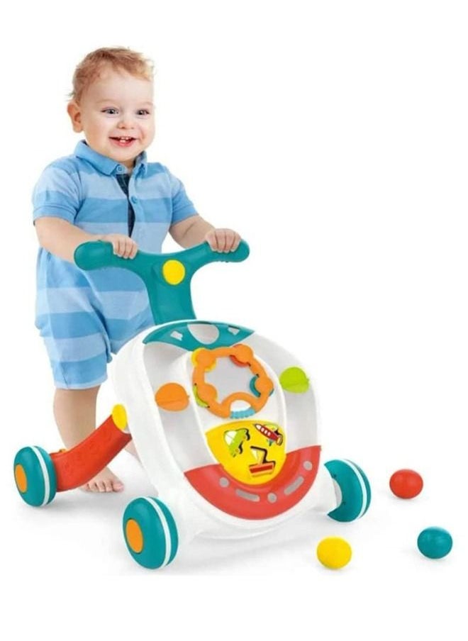 BAYBEE 2 in 1 Baby Activity Walker for Kids Baby Push Walker for Baby with Adjustable Handle Height Light Balls Shapes Detachable Rattles Activity Kids Walker for Baby Boys Girls 6 to 24 Months  - Image 1