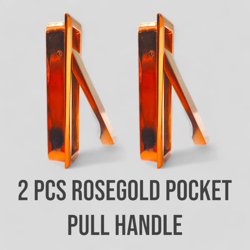 VicTac Pocket Door Edge Pull Concealed Handle for Sliding Door Rose Gold Copper Finish Zinc Handle Pack of 2 Size 3 inch - Image 3
