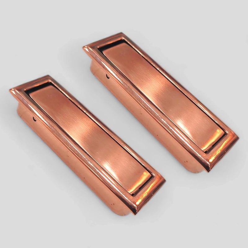 VicTac Pocket Door Edge Pull Concealed Handle for Sliding Door Rose Gold Copper Finish Zinc Handle Pack of 2 Size 3 inch - Image 2